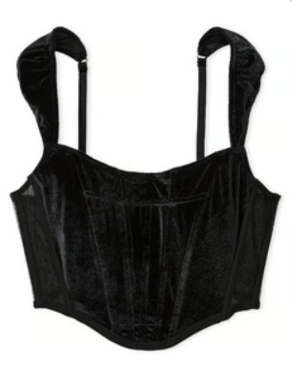 Victoria's Secret Dream Angel's Sexy VELVET CORSET BRA TOP black SMALL